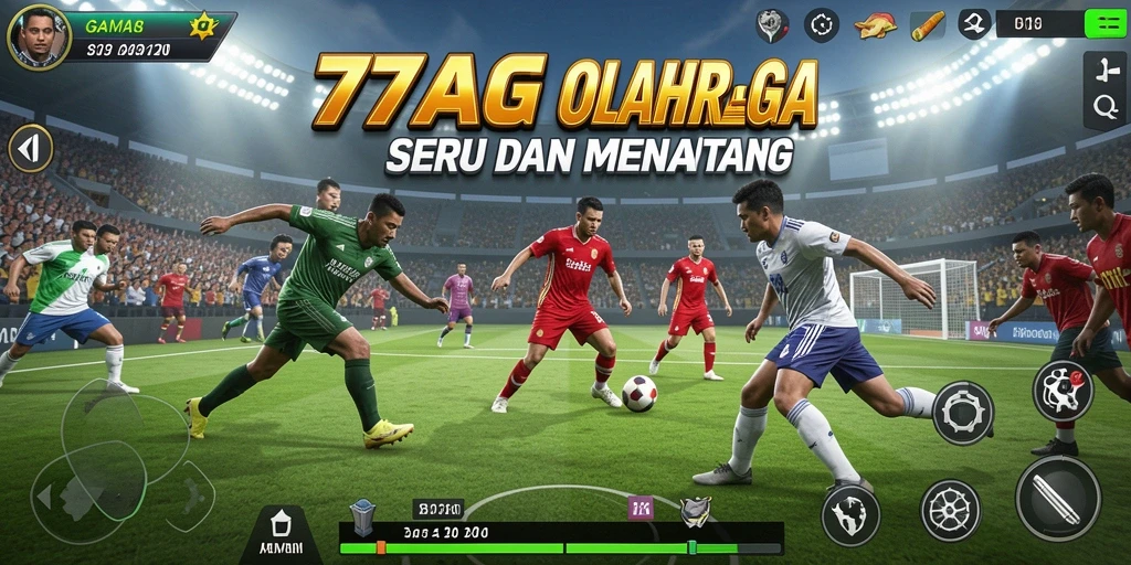 Screenshot utama 77AG menampilkan aksi seru dalam pertandingan olahraga.