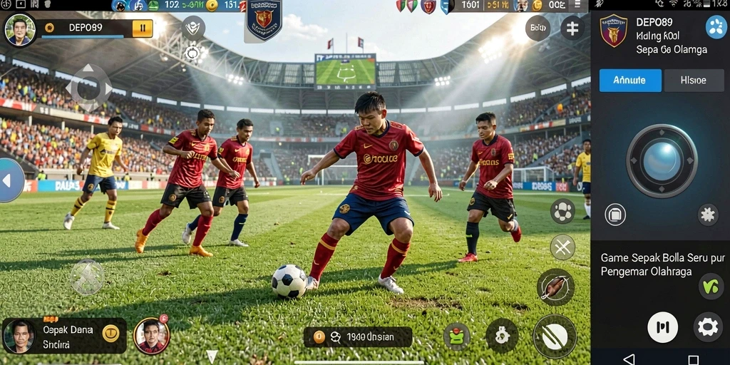 Tampilan gameplay DEPO89 dengan aksi sepak bola yang memukau.