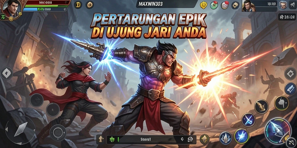 Tangkapan layar gameplay <strong>MAXWIN303</strong> menampilkan aksi pertarungan yang mendebarkan.