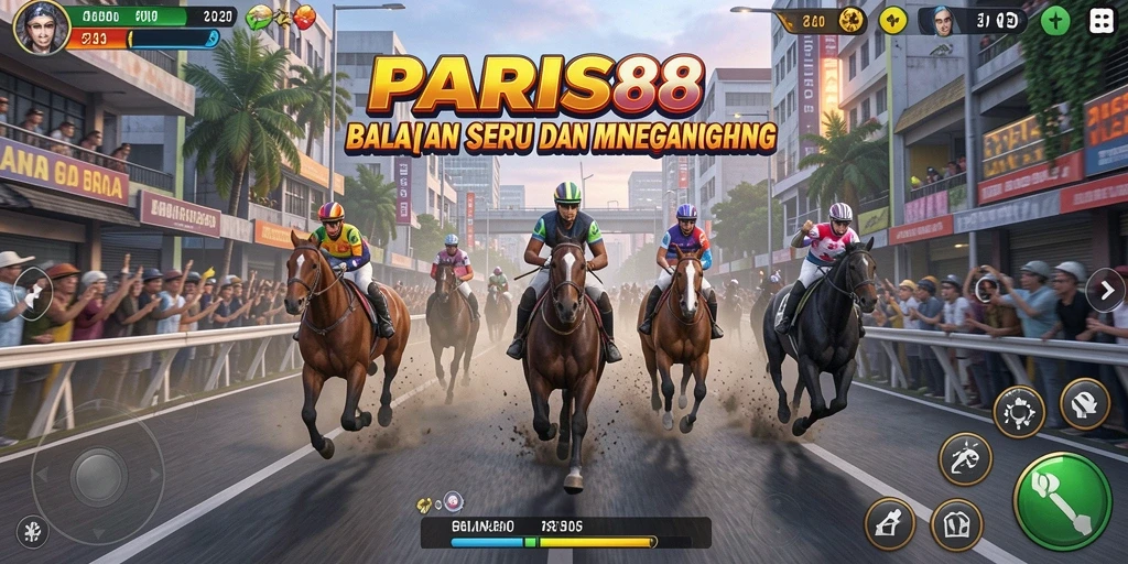 Screenshot PARIS88 menampilkan aksi balapan yang mendebarkan.