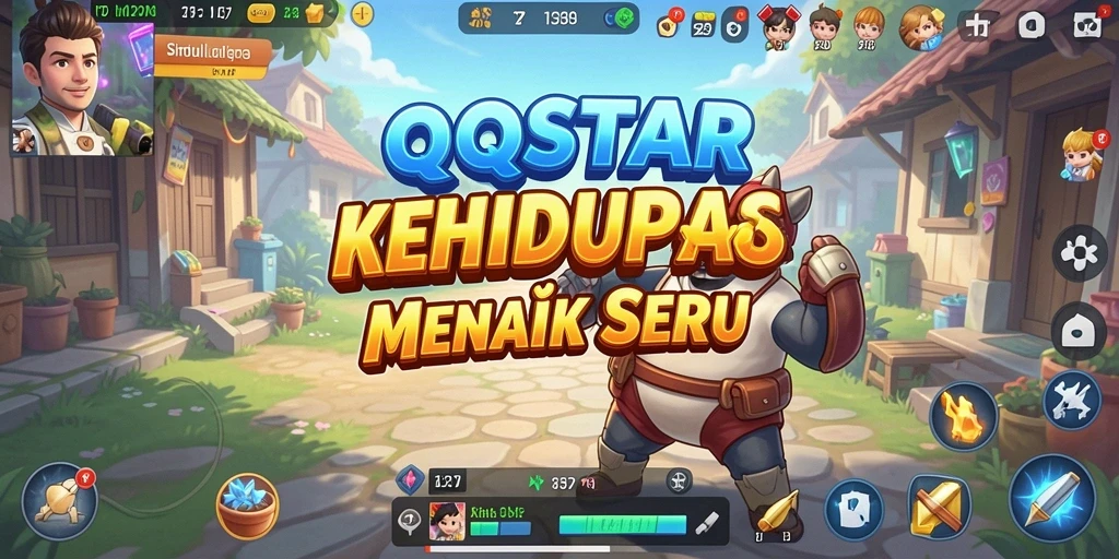 Screenshot gameplay QQSTAR yang menampilkan interaksi karakter yang hidup.
