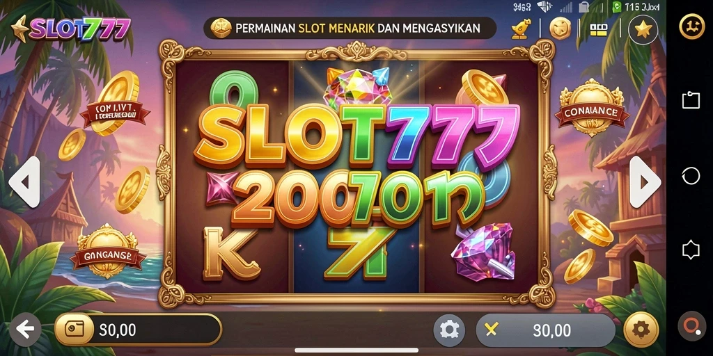 Tampilan gameplay SLOT777 yang menarik dan penuh warna.