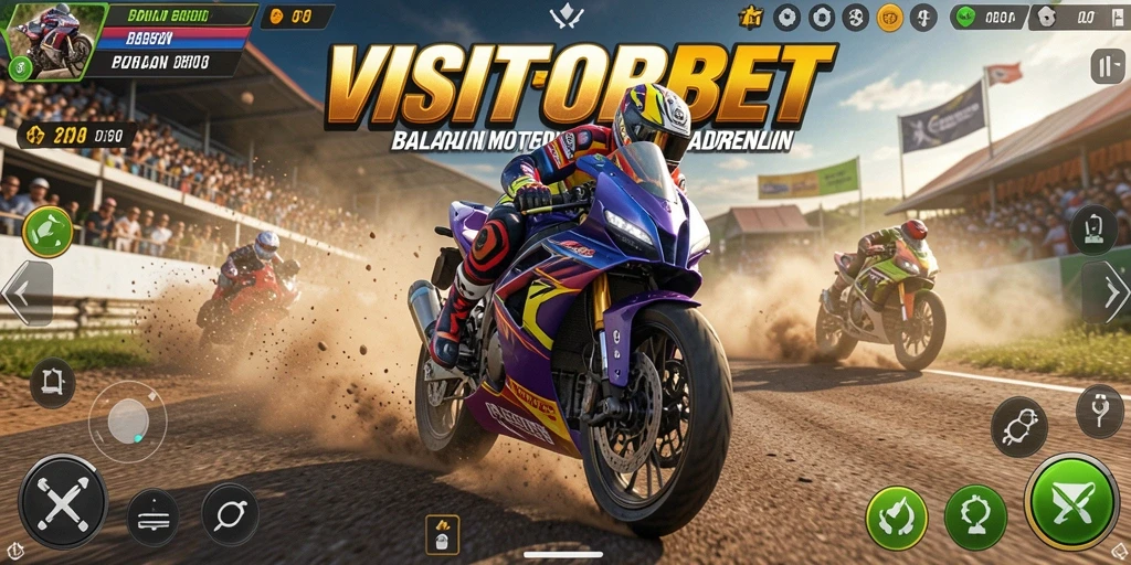 Gameplay mendebarkan saat balapan motor di VISITORBET.